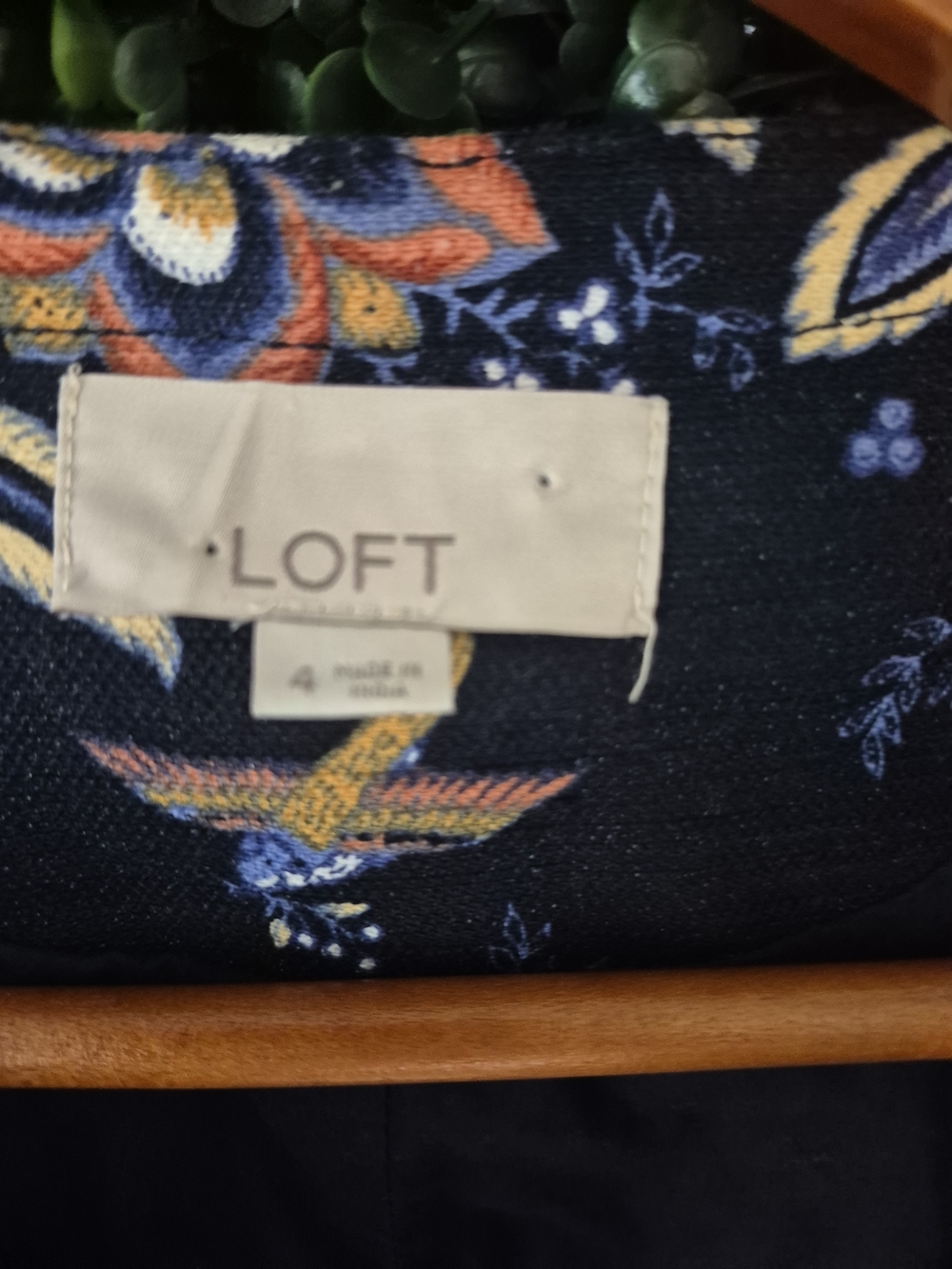 LOFT Navy Floral Embroidered Blazer - Picture 3 of 6